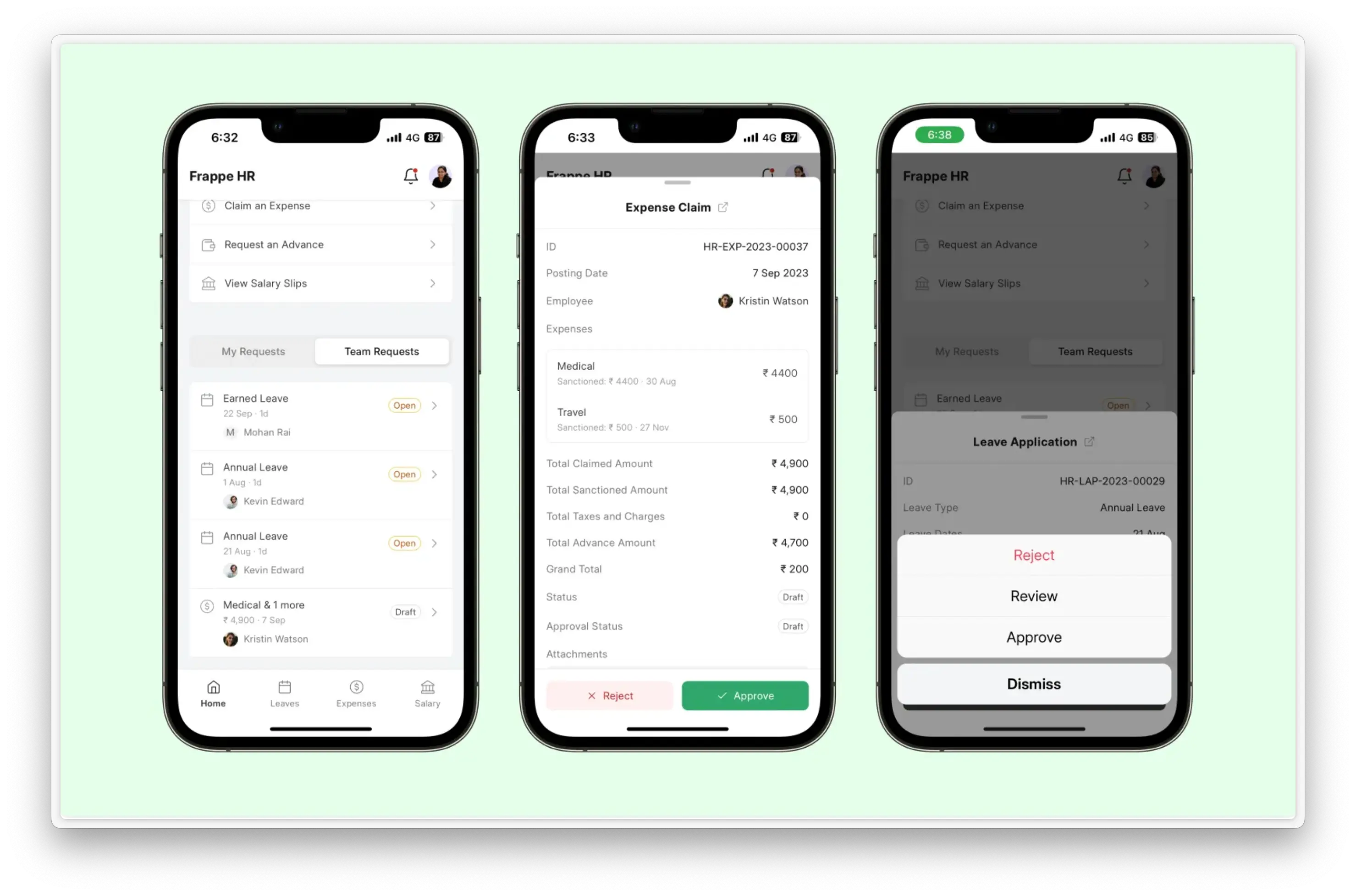 Frappe HR手机页面