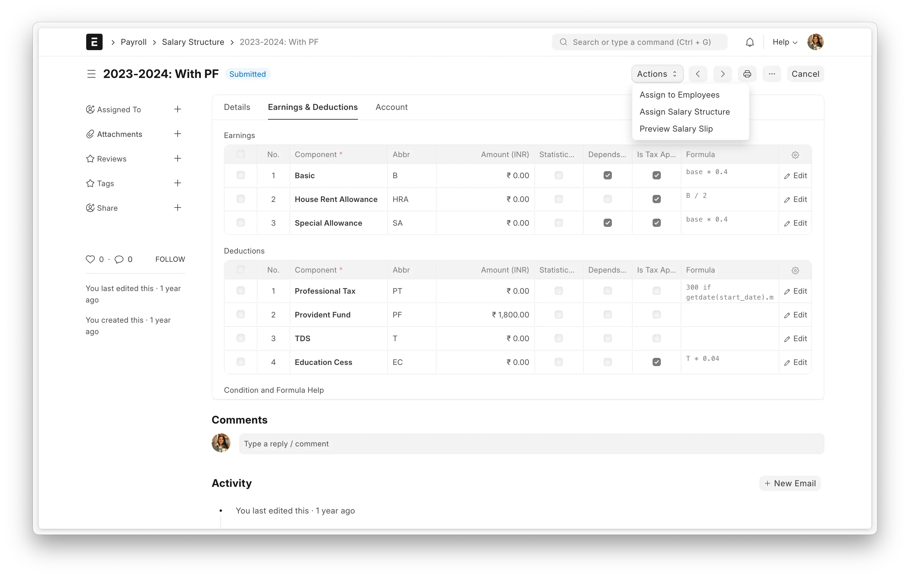Frappe HR薪资结构图